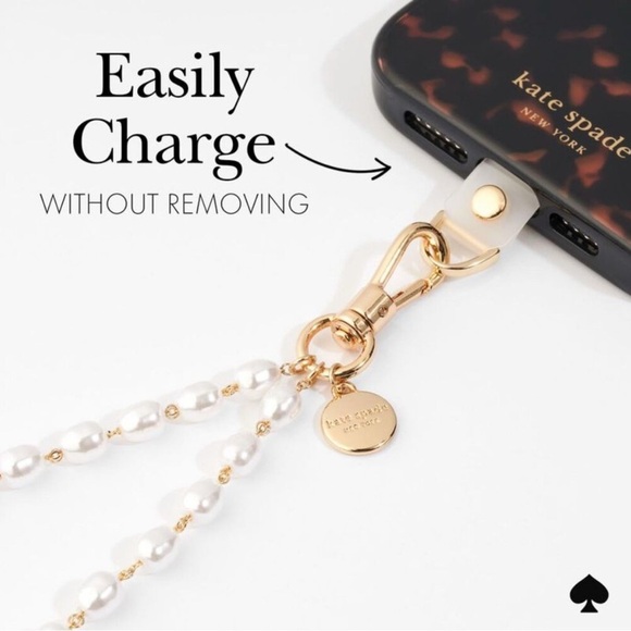 kate spade White and Gold Phone Case Strap in Sea Pearl - Picture 2 of 6